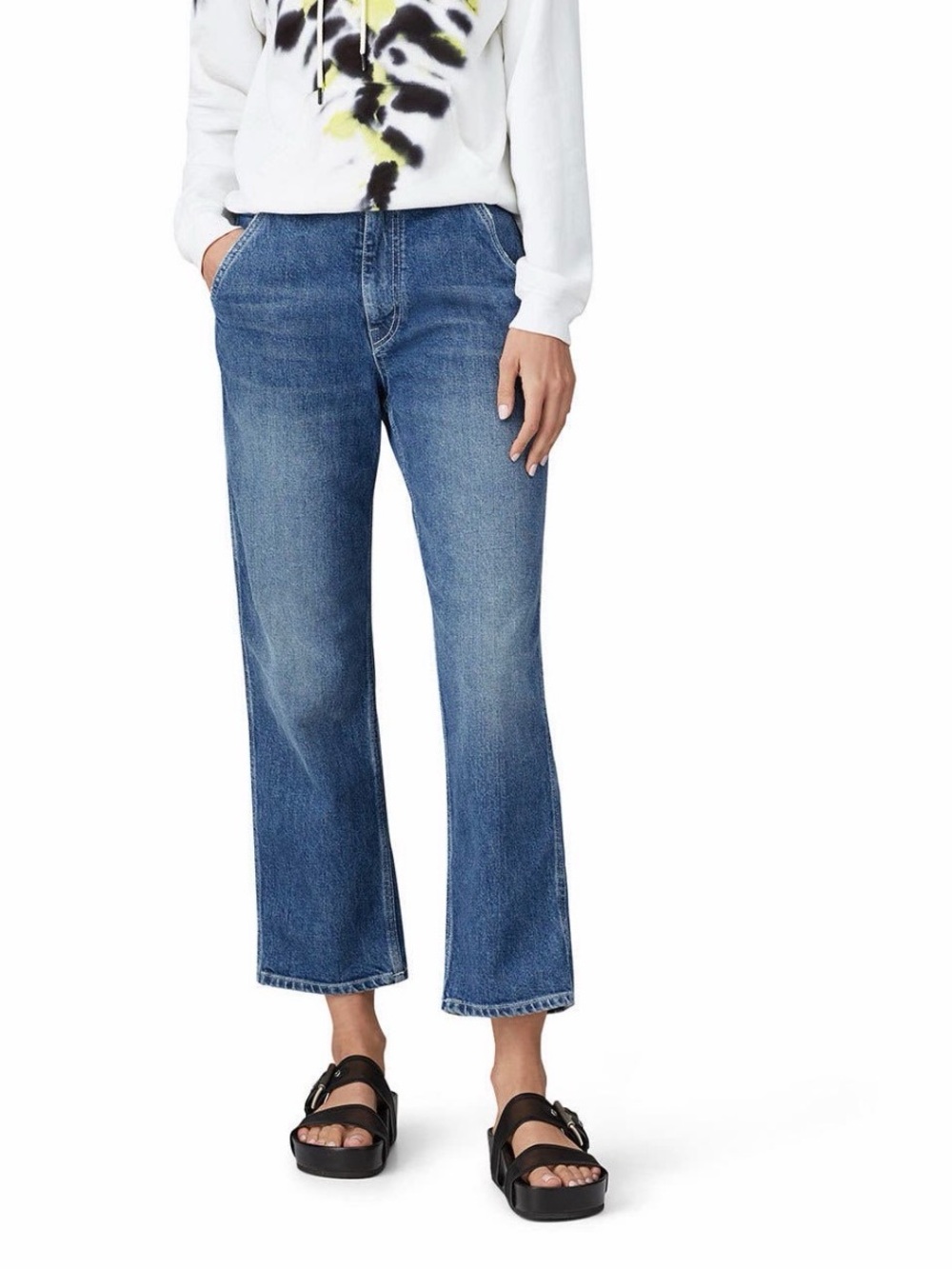 [HUDSON JEANS] Carpenter Jeans Women's Relaxed Straight-Leg in Medium Blue Denim